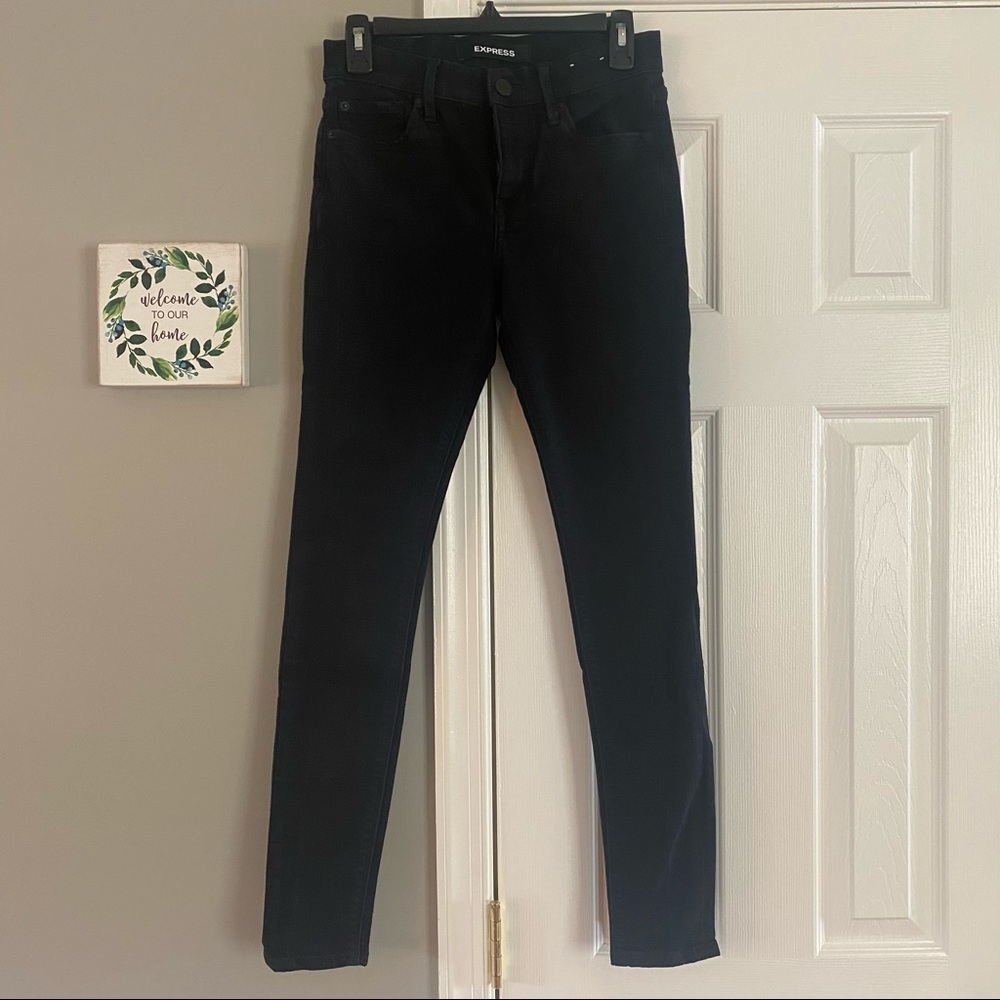 Express Stretchy Black Skinny Jean Legging Mid Rise Size 2 Women’s Solid Neutral